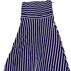 Bandeau Top Strapless Fitted Dress Striped Black and White Size Small